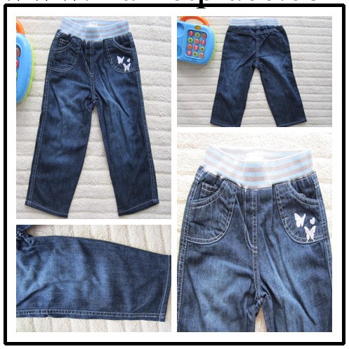 外貿原單creeks春夏女童(1.5-4歲)童裝純棉直筒寬腿牛仔長褲工廠,批發,進口,代購