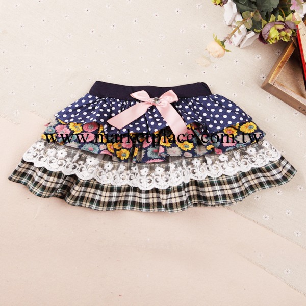 2014童裝童裙 女童韓版腰裙半身裙 兒童牛仔櫻桃童短裙 廠傢工廠,批發,進口,代購