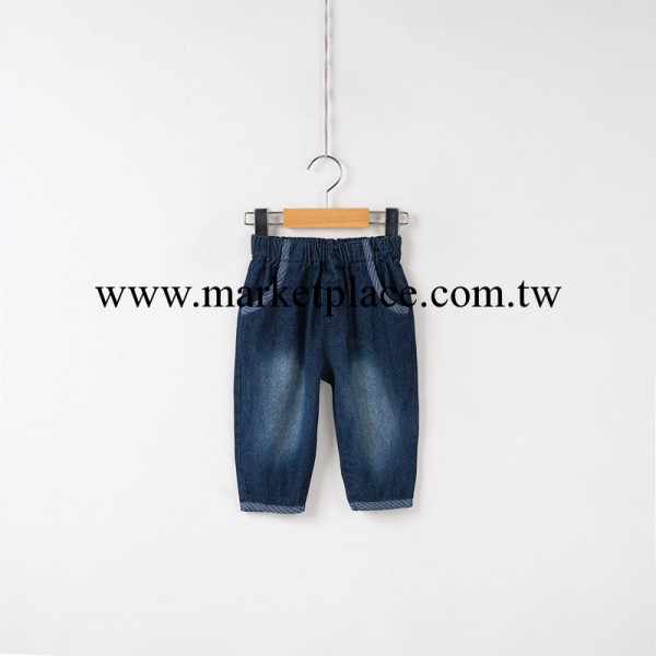 L14外貿童裝 夏季新款 日單精品 男女童條紋包邊牛仔七分褲垮褲工廠,批發,進口,代購