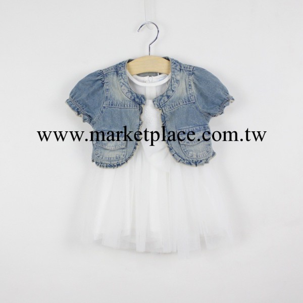 2014春款新品 花邊門襟短袖牛仔小披肩 女童小外套 上衣 童裝批發工廠,批發,進口,代購