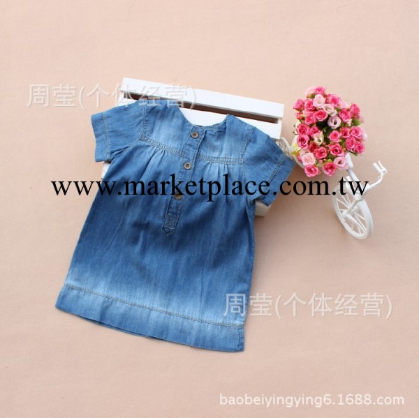 2014春款女童牛仔裙子 外貿童裝 韓版新款水洗牛仔簡潔純色連衣裙工廠,批發,進口,代購