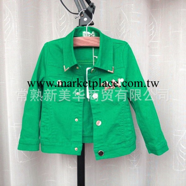 歐抱抱寶貝1+1正品童裝 春款韓版女童鑲金屬八分袖牛仔小外套021工廠,批發,進口,代購