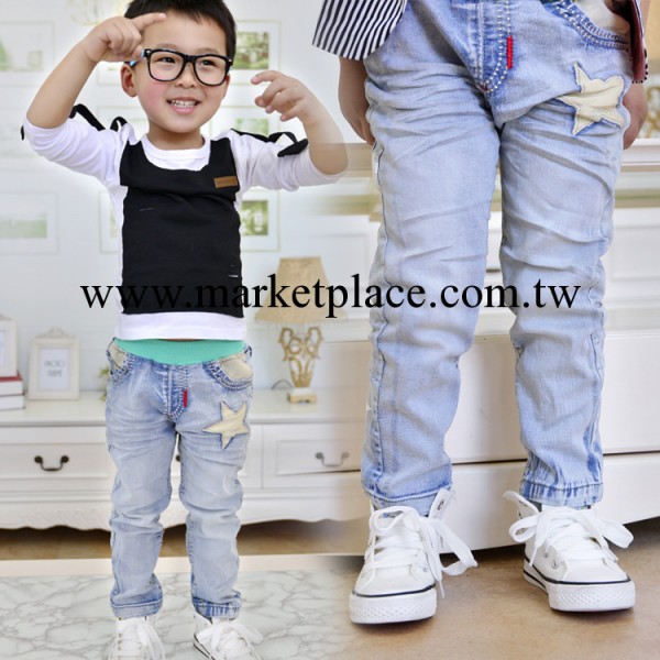 佈丁王子春季新款童裝|韓版男童星星牛仔長褲|品牌童裝批發工廠,批發,進口,代購
