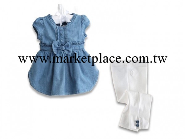 童裝批發  女童牛仔蝴蝶結短袖套裝女童牛仔套裝 批40/件工廠,批發,進口,代購