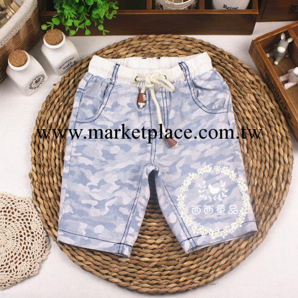 2014夏新款 韓版品牌童裝批發 男童迷彩水洗牛仔中褲 兒童五分褲工廠,批發,進口,代購