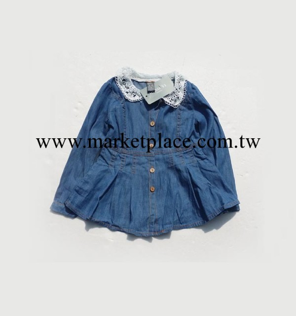 童裝批發 童裙 女童全棉蕾絲勾花領大擺牛仔裙工廠,批發,進口,代購