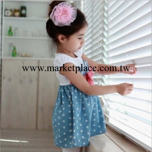 牛仔小圓點童裙夏裝 兒童連衣裙 2014女童裝 韓版童裝一件代發工廠,批發,進口,代購