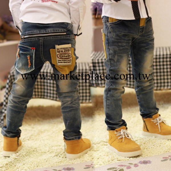 童裝批發 廠傢直銷 春款男童水洗後拉鏈兜兜裝飾牛仔褲 褲子工廠,批發,進口,代購