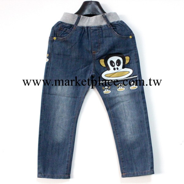 2014年新款廠傢直銷童裝兒童柔軟印花小猴子圖案松緊牛仔褲 4012批發・進口・工廠・代買・代購