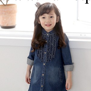 2014韓國正品童裝代購批發minkpop 春款 舒適牛仔連衣裙風衣 深藍工廠,批發,進口,代購