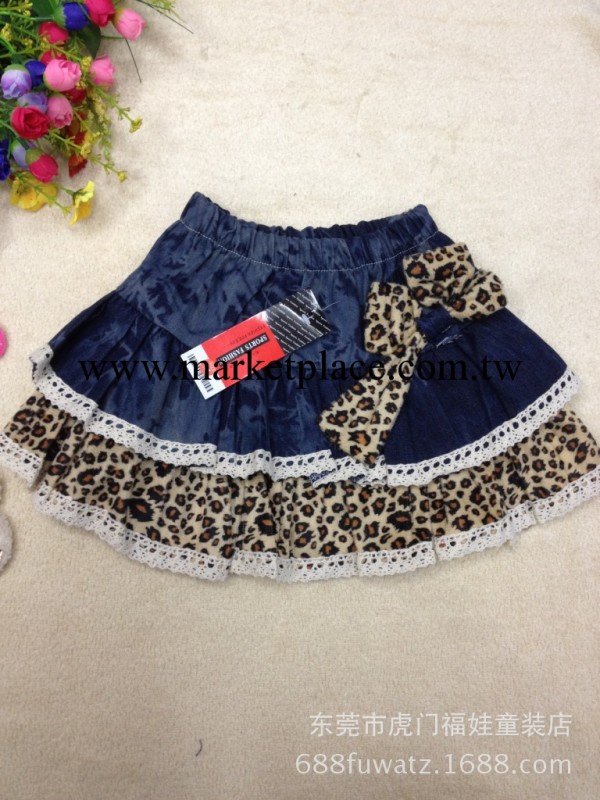 童裝新款夏裝牛仔裙 韓版半身裙牛仔裙 時尚豹紋牛仔短裙批發工廠,批發,進口,代購