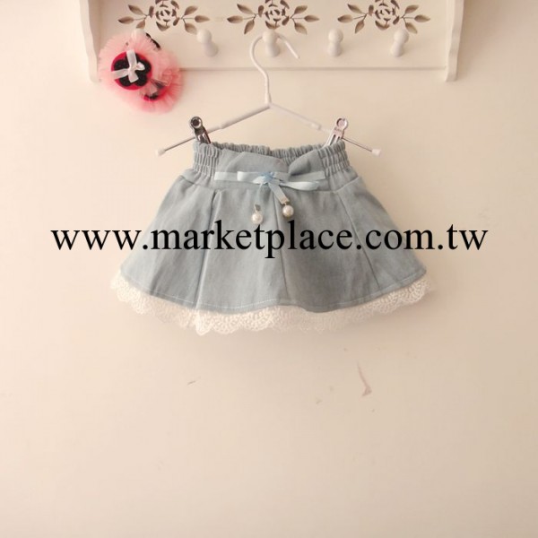 親情樹童裝批發 夏款韓版蕾絲花邊裙擺珍珠兒童半身裙 女童牛仔裙工廠,批發,進口,代購