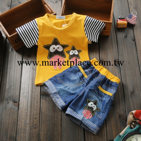 廠傢直銷童裝夏裝批發 寶寶套 小童牛仔兩件套 男童全棉套裝3997工廠,批發,進口,代購