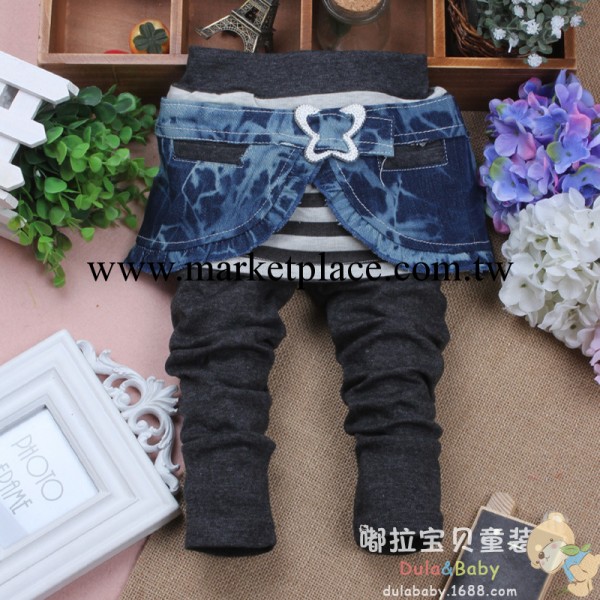 嘟拉寶貝童裝2014春季新款女童裙褲韓版小童牛仔褲長褲女童裙工廠,批發,進口,代購
