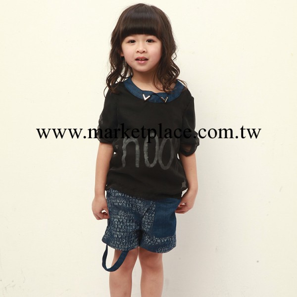【韓拓】韓版品牌童裝時尚吊帶兒童牛仔短褲 廠傢直銷工廠,批發,進口,代購