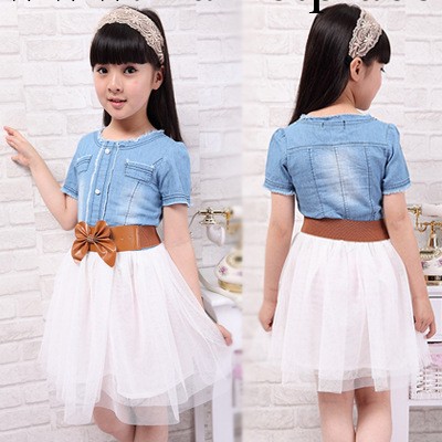 2014新款夏裝女童連衣裙牛仔兒童裙子 韓版童裝淘寶代理店鋪裝修工廠,批發,進口,代購