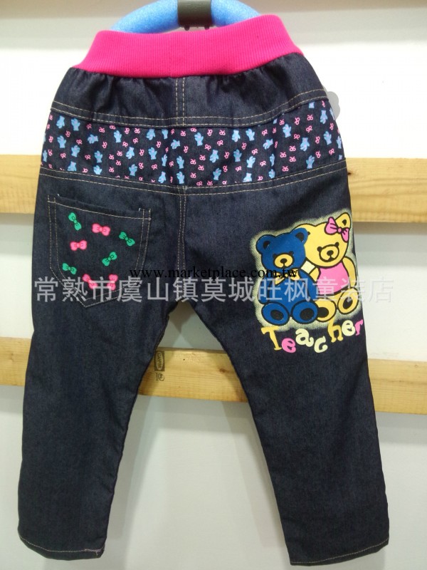 2014年春季新款廠傢直銷批發童裝低價小熊女童牛仔長褲工廠,批發,進口,代購