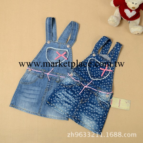 2014新款外貿童裝批發 兒童牛仔裙  女童背帶牛仔裙 帥氣牛仔裙工廠,批發,進口,代購