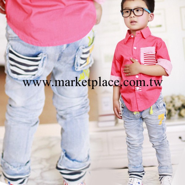 佈丁王子春季新款童裝|韓版男童數字7牛仔長褲|品牌童裝批發工廠,批發,進口,代購
