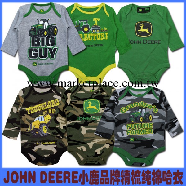 外貿原單JOHN DEERE 品牌精梳純棉長袖三角哈衣男女寶寶包屁哈衣工廠,批發,進口,代購