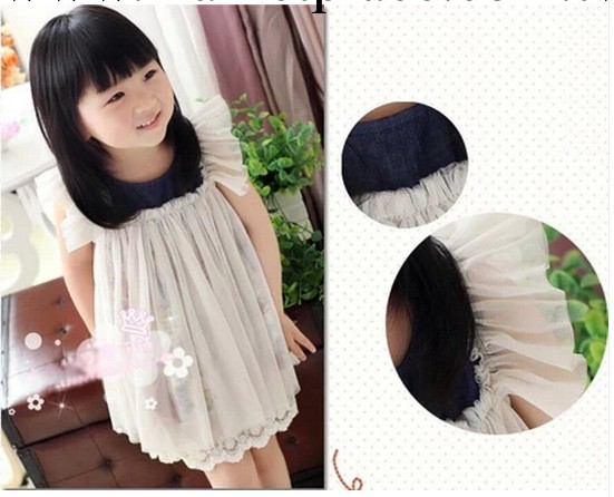 夏裝新款童裝 女童韓版牛仔紗裙 女孩碎花連衣裙 批發可一件代發工廠,批發,進口,代購