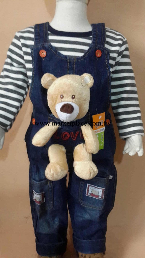 童裝批發  牛仔背帶褲  春季男女寶寶背帶褲  口袋熊 小熊可摘工廠,批發,進口,代購