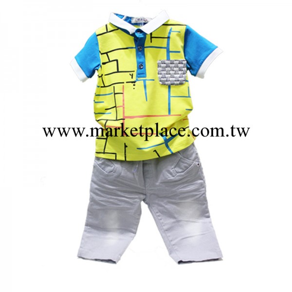 2014夏款童裝 中小兒童純棉高檔品牌童裝短袖套裝 男童牛仔褲套裝工廠,批發,進口,代購