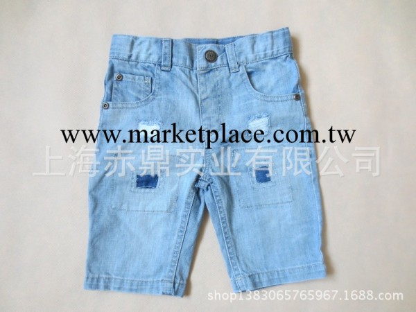 外貿童裝批發 BAER*Y 原單小童水洗牛仔破洞貼佈短褲 五分褲工廠,批發,進口,代購