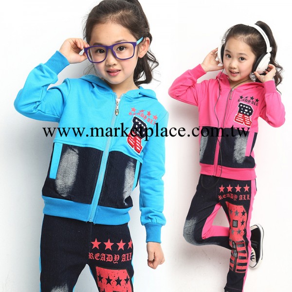 童裝批發 童套裝春季新款中大女童來自星星配牛仔兩件套 8083工廠,批發,進口,代購