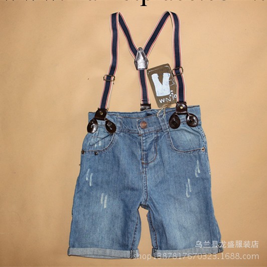 外貿童裝 ZARA夏季男童牛仔純棉水洗翻邊背帶短褲 兒童牛仔吊帶褲工廠,批發,進口,代購