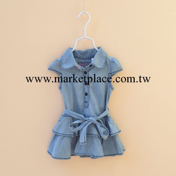 314967 外貿童裝批發 GUESS 腰帶牛仔裙 蛋糕裙 翻領牛仔裙工廠,批發,進口,代購