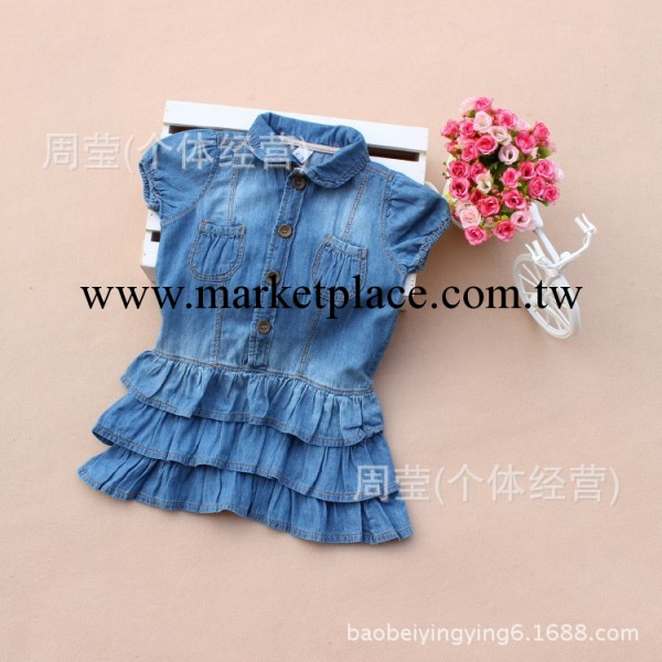 2014春夏款女童牛仔裙子 外貿童裝 韓版女童水洗百褶牛仔連衣裙工廠,批發,進口,代購