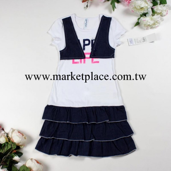 外貿童裝批發 女童夏季連衣裙 中大童假兩件套牛仔裙 女童連衣裙工廠,批發,進口,代購