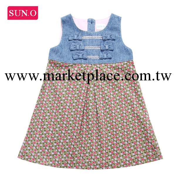 suno品牌童裝廠傢 女童牛仔拼接碎花燈芯絨背心裙 1221小童秋冬裙工廠,批發,進口,代購