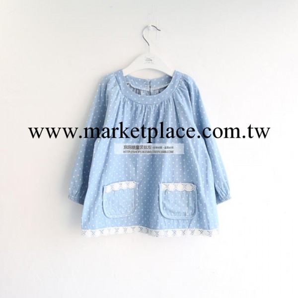韓國品牌專櫃 2014年春季新款 童裝 女童牛仔蕾絲邊連衣裙工廠,批發,進口,代購