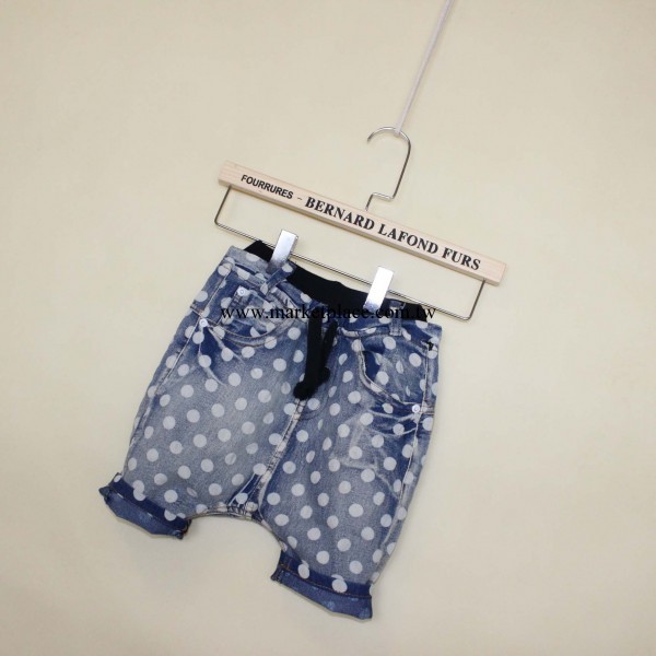 2014春夏褲子 男童裝短褲 水洗哈倫褲 牛仔波點五分褲工廠,批發,進口,代購