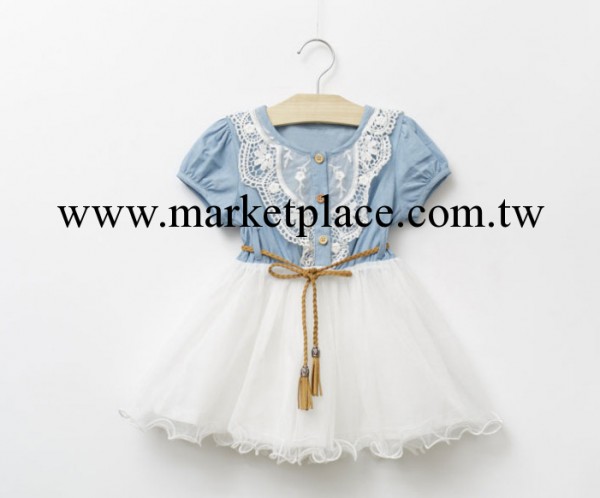 2014夏款兒童連衣裙牛仔小飛袖連衣裙發 新品韓版女童牛仔裙工廠,批發,進口,代購