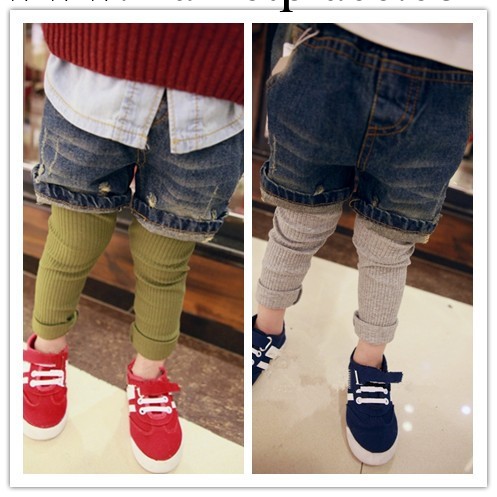 2014春夏新款 品牌童裝男女童  牛仔短褲內搭褲假兩件童褲工廠,批發,進口,代購