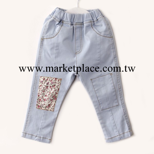 mj08外貿童裝韓版男童長褲 花紋補丁長褲 休閒女童純棉牛仔褲批發工廠,批發,進口,代購