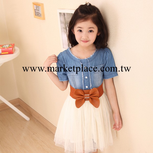 2014夏季熱銷韓版牛仔裙 女童裙 公主裙女童 兒童連衣裙 廠傢直銷工廠,批發,進口,代購