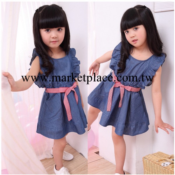 千棵樹廠傢直銷 2014女童韓版連衣裙 女童牛仔連衣裙 女童童裙工廠,批發,進口,代購