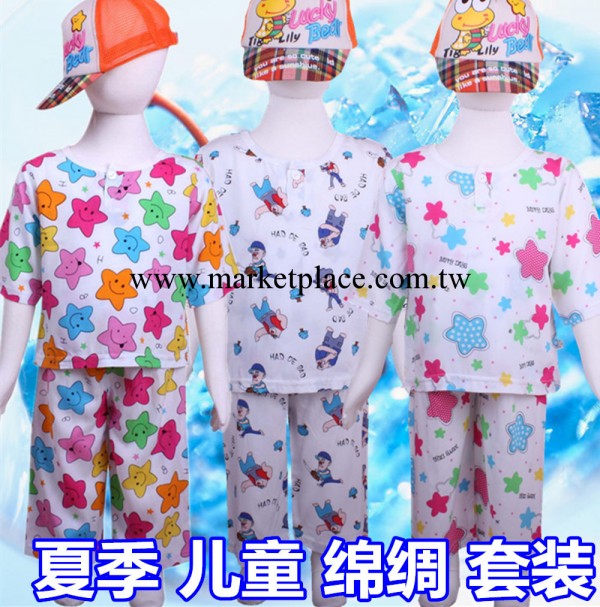 批發福安貝貝廠傢直銷兒童綿綢套裝傢居服睡衣空調服兒童夏季套裝工廠,批發,進口,代購