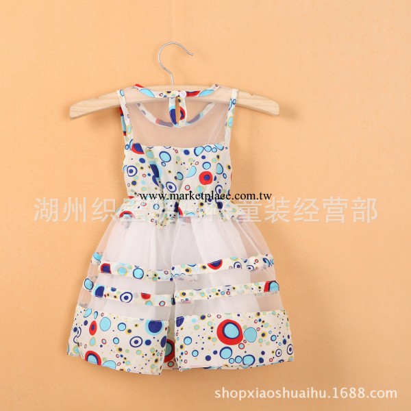 童裝童裙 2014夏季兒童女款圓點拼接童連衣裙 廠傢直銷工廠,批發,進口,代購