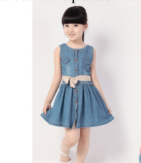 夏裝新款韓版女童牛仔裙兒童無袖連衣裙中大童公主裙工廠,批發,進口,代購