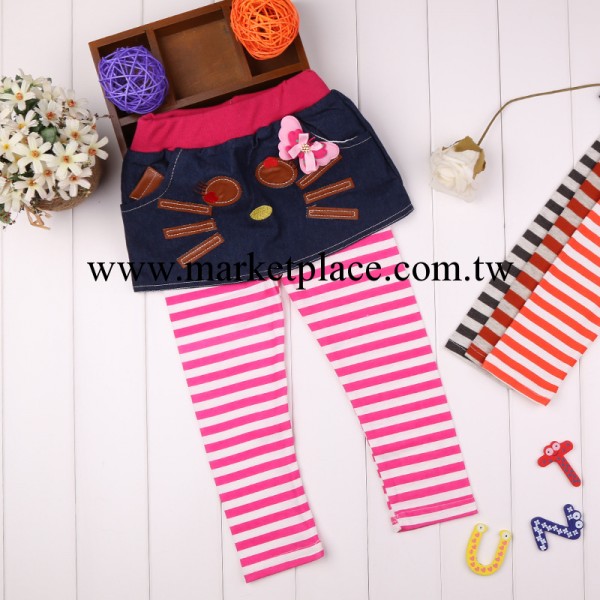【爆款】2014春款童褲  韓版兒童春季內搭褲  貓咪牛仔內搭褲批發工廠,批發,進口,代購