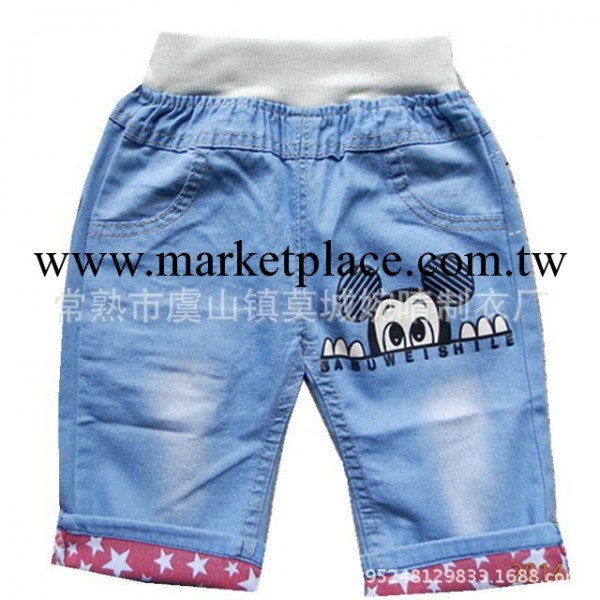 男童卡通米奇圖案男童砂洗牛仔中褲中小童精品七分褲翻腳口童褲工廠,批發,進口,代購
