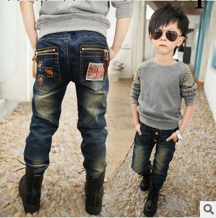 童裝冬裝2014新款潮兒童單褲子男童牛仔褲長褲工廠,批發,進口,代購