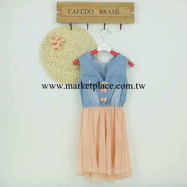 2014夏季童裝童裙 韓版牛仔雪紡純棉淑女裙 女童連衣裙 廠傢直銷工廠,批發,進口,代購
