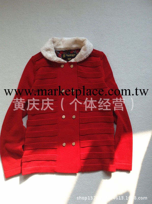 韓國原單 外貿童裝 e-land 依戀女童紅色針織雙排扣毛衣開衫外套批發・進口・工廠・代買・代購