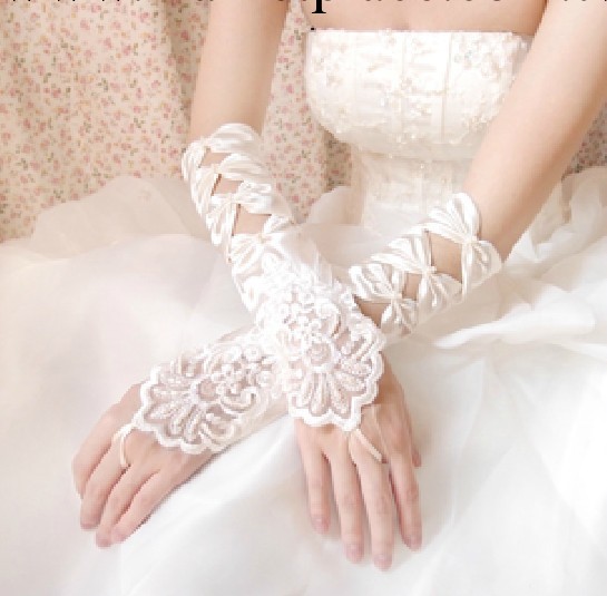 婚紗手套批發 新娘 禮服手套S18米白色無指串碟繡花 手套廠傢直銷工廠,批發,進口,代購